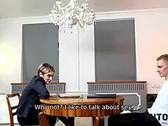 Tutor4K Russian Teacher in Stockings Drilled Hard by Student at Home