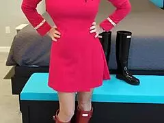 she was boldly going on a casual adventure. exploring new places in her dress and boots.