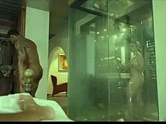 Interracial Sex in the Shower with the Wife of the Owner at Swinger Party