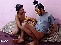 Indian skinny girlfriend gets drawn into temptation by her boyfriend right after college classes end