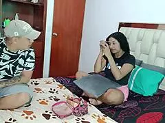 Oh man, my perverted stepbrother is fucking his cute latina stepsister's pussy right now