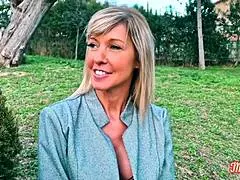 Emmy And Kyara Two Beautiful Brunette And Blonde Milfs In Ffm Threesome Lingerie Action