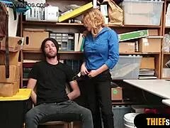 hot blonde milf security guard contrasts authority by fucking thief in rough doggystyle