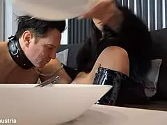 Oh man, I'm totally into eating out this brunette's boots along with her pussy and ass.