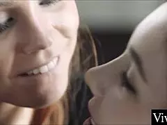 Lesbian Lovers in Sexy Lingerie Lick and Finger Shaved Wet Pussies with Ass Licking