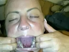 Open wide, resaboo, take this nut shot in your mouth from that big black cock!