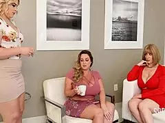 Oh wow, check Rharri Round and Hot Ass Hollywood in curvy big tits lesbian action with toys and licking