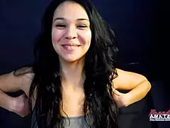 Cute Brunette Sabrina Masturbates And Sucks Juicy Cock For Hot Cumshot!