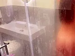 what are you doing spying on me shaving my hairy pussy in the shower while jerking off?
