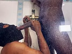 why dont you kneel and swallow that monster cock deep then ill pin you against the wall for intense pounding?