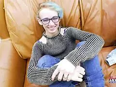 I'm this petite blue-haired raven, she says, fingering my shaved twat before sucking on that juicy big cock.