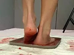 peeing on strawberries then smashing them with my cute feet 😏