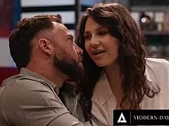 Modern-day sins - sneaky sex in a diner with Liz Jordan who cant wait to taste her dates cock