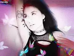 Charlotte mae gets roughly fucked in those fishnets by her tattooed friend, earning that facial in hardcore goth action. Her shaved pussy takes it all.