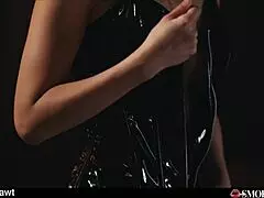 emiri in sexy leather gives smoking blowjob then doggystyle cumshots