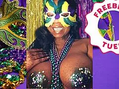 I flash my big natural tits as ebony pornstar jessica grabbit at mardi gras