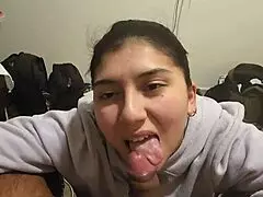 my gf gives me a quick bj she cant let go of my dick with pov action