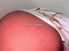 Fat curvy ebony beauty with huge ass plays softly in homemade solo session