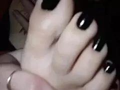 she casually painted her nails black while indulging in some self foot worship during the evening