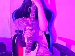 Emo solo girl contrasts rocker vibe