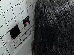 Careful moments with stepsister in the shower avoiding any mishaps