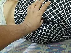 Desi housewife strips naked for hot sex with her big ass bouncing.