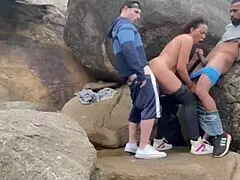 hey, watch this married latina getting fucked on the beach by two amateurs in an african-style hookup 😏