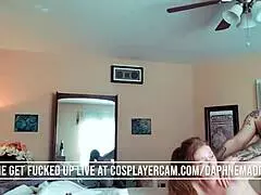 Webcam slut in cosplay costume gets her pussy and ass fingered roughly while masturbating on chat