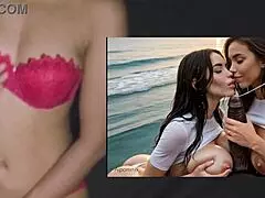 Beach Party Three Best Friends Triple Blowjob Bbc-Masturbation With Ai!