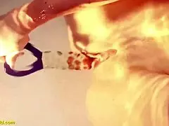 katty west's tight teen pussy throbs with dildo in wet tub play