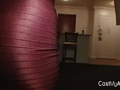 Huge Titty Latina Babe Milks Cock with Lips and Hands Post-Dinner