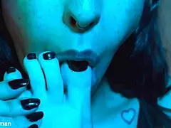 DOUBLE LICK my CUTE redhead feet then DEEPTHROAT toes!!