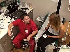 maria spreads small tits in latex gloves for screaming orgasm backstage