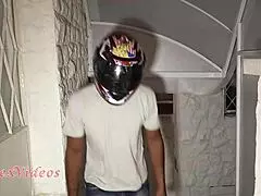 polly petrova slurps huge delivery guy cock on homemade interracial dildo ride