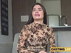 Big Ass Latina Teen's Rough Casting Turns into Wild Deepthroat Face Fucking Session