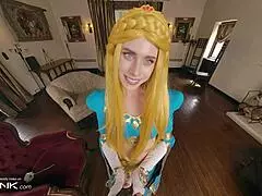Princess Zelda craves VR cock filling her wetness in naughty game parody