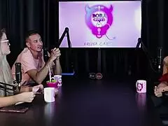 Charllottye sheer red starts as escort filming with women in bdsm lingerie group glamour