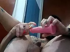 ass fucked hard with dildo in kitchen tattooed bent over deep anal toy pounding