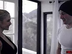 big tits milf delivers hardcore titty fuck to eager young athlete's cock