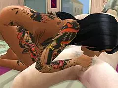 sexy latina deepthroats old man's cock with sloppy licks and handjob finish