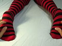 Hey check those sexy milf soles getting massaged tickled after sock striptease 😜👣