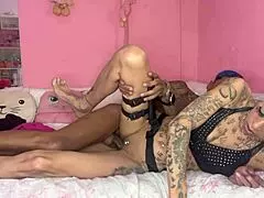 Skinny tattooed latina teen blows load in steamy shower to avoid jail time!