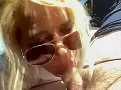 Street Hooker in Glasses Deepthroats for Huge Facial Cumshot