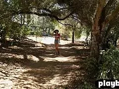 Blonde Milf Jennifer Love Strips Lingerie Outdoor Petite