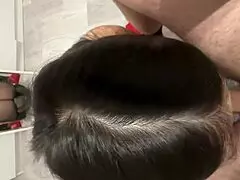 young neighbor student slurps cock deep for hot homemade cum in mouth swallow finish.