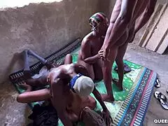 Skinny teen joins fat curvy black for foursome doggystyle orgy