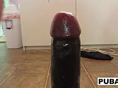 oh god leya struggles with this massive black toy stretching her wide