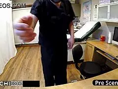 Night shift nurse jewel masturbates shaved pussy with dildo to orgasm