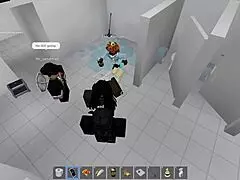 two avatars fuck wildly in roblox then hit public restroom for outdoor action