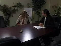 monica sweetheart mounts colleague's throbbing cock on boardroom table